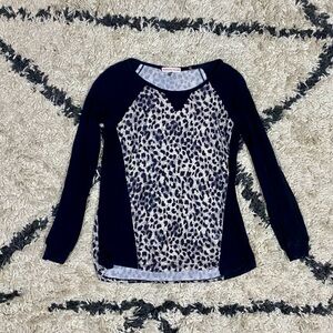 Rebecca Taylor Leopard Print Long Sleeve Top